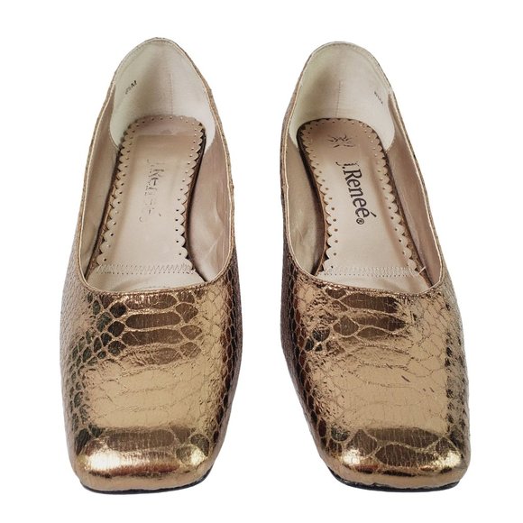 J. Renee Copper Snake Skin Padded Slipper Style Heel, Sz 6.5M - Picture 4 of 9